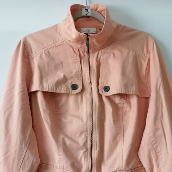Studio Works Women's Peach Chino Fabric Full Zip Front Jacket Plus Size 2X - Picture 2 of 7